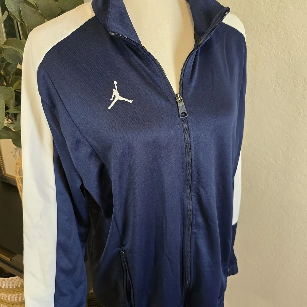 Nike Air Jordan Men's Blue And White Full Zip Track Jacket L